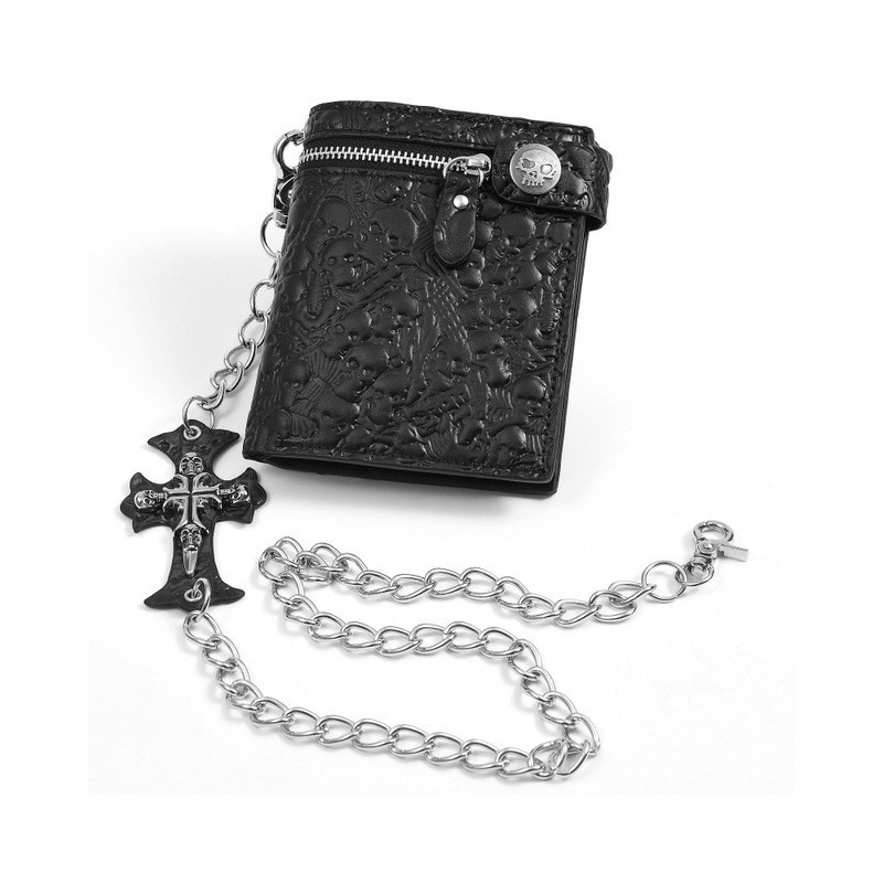 Portefeuille Tête de Mort Gothique Crânes Catacombes Noir