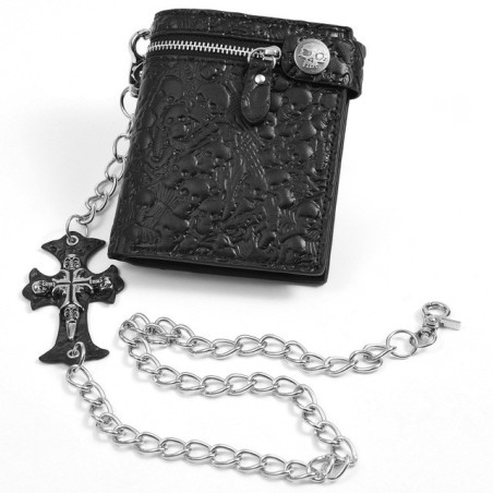 Portefeuille Tête de Mort Gothique Crânes Catacombes Noir