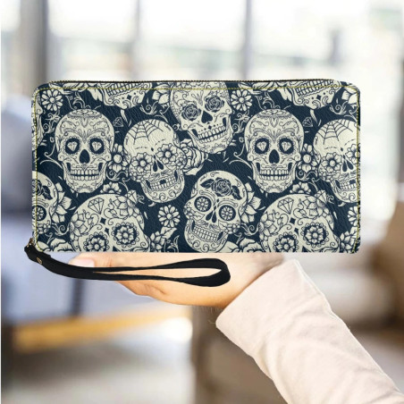 Portefeuille Long Tête de Mort Crânes Mexicains
