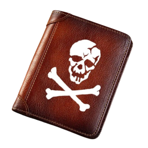 Portefeuille Crâne Pirates écorché - Cuir Premium - Style Unique