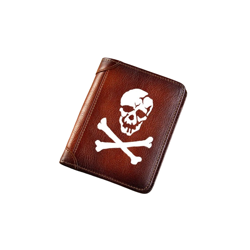 Portefeuille Crâne Pirates écorché - Cuir Premium - Style Unique