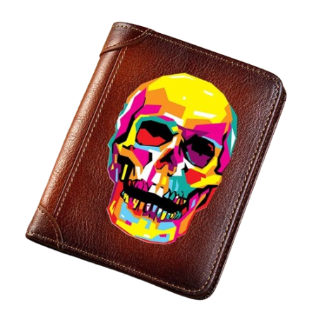Portefeuille en Cuir avec Crâne Multicolore - Boutique Exclusive