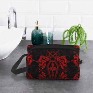 Trousse de Toilette Tête de Mort Gothique Noir ett Rouge