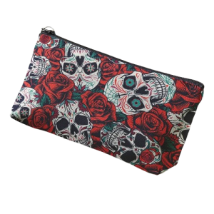 Trousse Tête de Mort Crânes et Roses Rouges