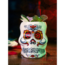 Verre tête de mort pour cocktail Santa Muerte vue face