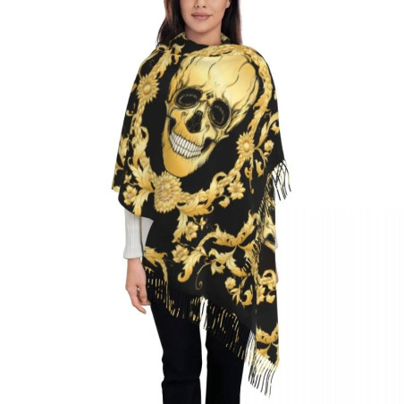 Écharpe Châle Tête de Mort Crâne Pirate - 72x197cm - Modèle 3