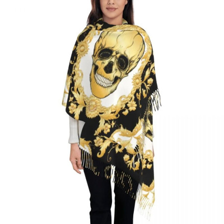 Écharpe Châle Tête de Mort Crâne Pirate - 72x197cm - Modèle 2