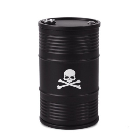 Cendrier Tête de Mort Skull Pirates Design Baril - Parfait pour la voiture ! Noir
