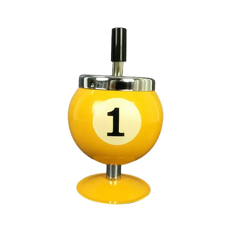 Cendrier Boule de Billard avec Couvercle Jaune