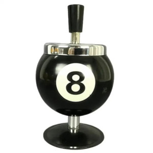 Cendrier Boule de Billard avec Couvercle Noir