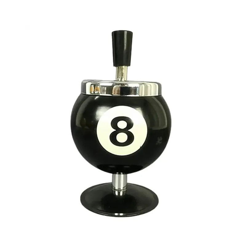 Cendrier Boule de Billard avec Couvercle Noir