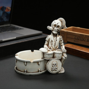 Avant Cendrier Tête de Mort Statuette Musicien Batteur