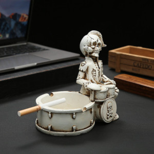 Cendrier Tête de Mort Statuette Musicieen Batteur