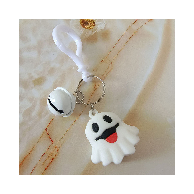 Porte-clés Gothique Amusant Petit Fantôme avec Clochette Blanc