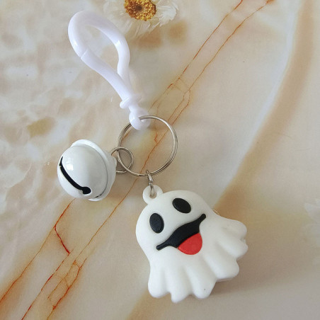 Porte-clés Gothique Amusant Petit Fantôme avec Clochette Blanc