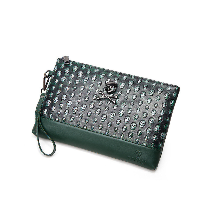 Sac à Main Tête de Mort Pochette Skull Pirates et Crâne en Relief Vert