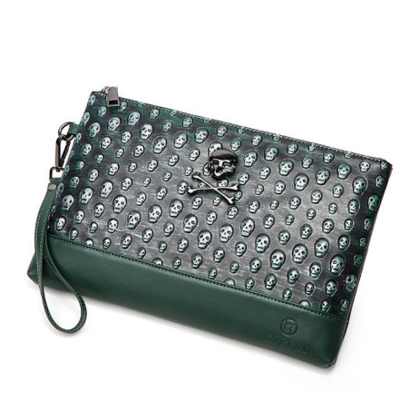 Sac à Main Tête de Mort Pochette Skull Pirates et Crâne en Relief Vert