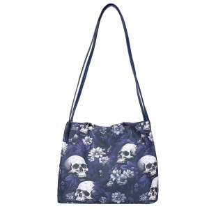 Sac à Main Fourre-tout Tête de Mort Gothique Vintage imprimé bleu