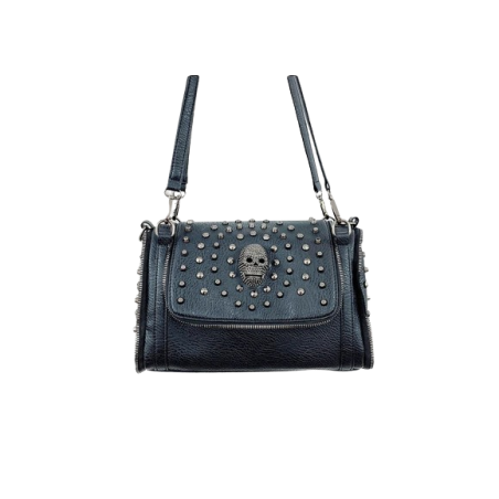 Sac à Main Tête de Mort Grand Crâne Strass avec Rivets