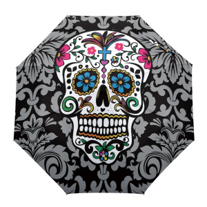 Parapluie Tête de Mort Parapluie Pliable Grand Crâne Méxicain Coloré