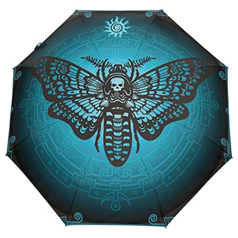 Parapluie Tête de Mort Parapluie Pliable Grand Papillon de Nuit Mystique