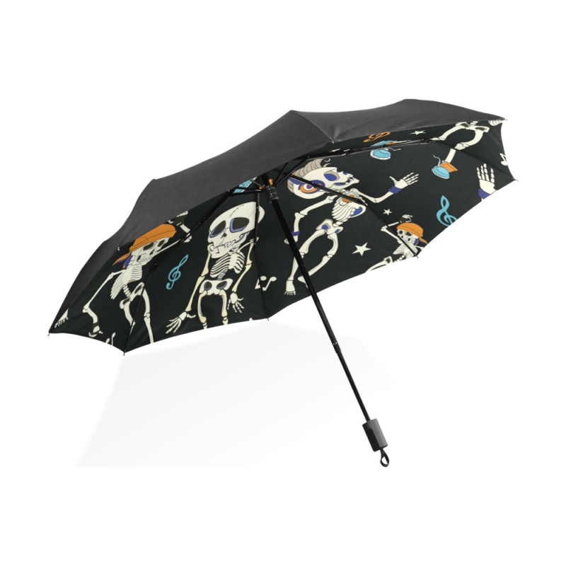 Parapluie Tête de Mort Parapluie Pliable à motifs inversés Petits Squelettes Hip Hop Danseurs