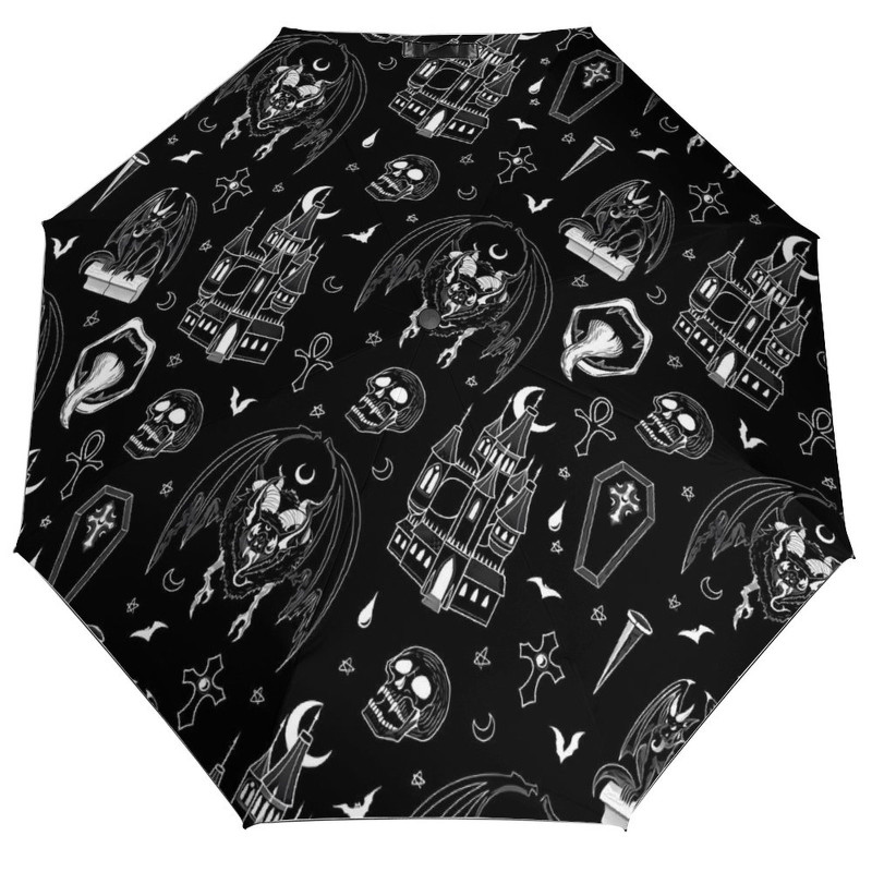 avant Parapluie Tête de Mort Parapluie Pliable Squelettes Inverssés