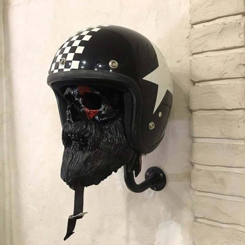 Support mural tête de mort pour casque, chapeau ou casquette - modèle 1