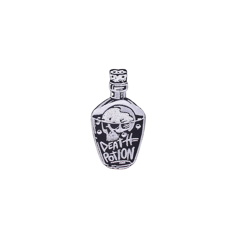 écusson Brodé Tête de Mort Crâne "Death Potion" - 7.3cm x 7.5cm