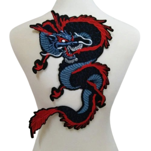 Grand patch Dragon Brodé - Dragon Rouge et Bleu - 13.4 cm