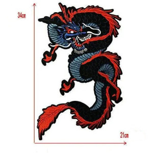 les dimensions Grand patch Dragon Brodé - Dragon Rouge et Bleu - 13.4 cm