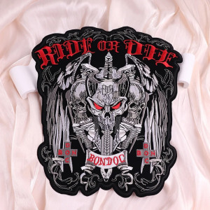 Écusson Moto "Ride or Die" - Crâne Ailé pour Vêtements Motards