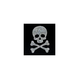 Ensemble complet du Grand Patch Brodé Tête de Mort Strass Paillets Crâne de Pirate Jolly Rogers