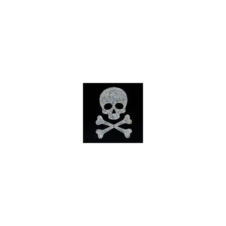 Ensemble complet du Grand Patch Brodé Tête de Mort Strass Paillets Crâne de Pirate Jolly Rogers