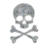 Grand Patch Brodé Tête de Mort Strass Paillets Crâne de Pirate Jolly Rogers