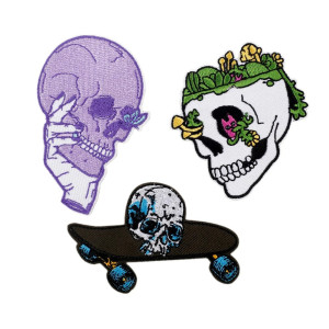 Lot de 3 écusson Tête de mort Skateboard