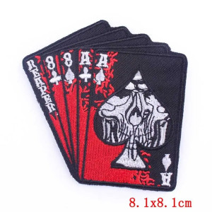 Patch Brodé Tête de Mort Cartes du Poker de la Mort