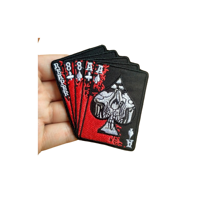 Patch Brodé Tête de Mort Cartes du Poker de la Mort - 8cm x 8cm