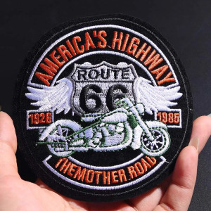 Patch Brodé Biker ROUTE 66 - 10cm