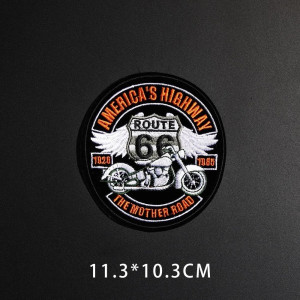 les dimensions Patch Brodé Biker ROUTE 66 - 10cm