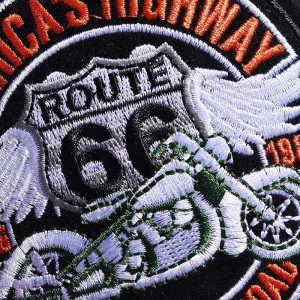 gros plan Patch Brodé Biker ROUTE 66