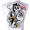 Grand Patch Brodé Tête de Mort Motard Faucheuse "The Reaper" - 29 cm x 29cm