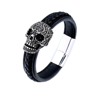 Vue détaillée du Bracelet Tête de Mort Grand Skull Sculpté -2 modèles au choix !