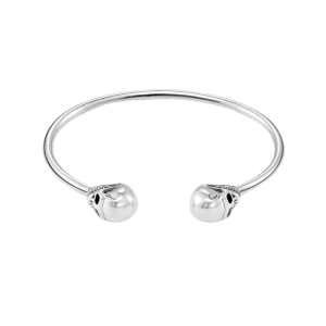 Bracelet Tête de Mort ouvert avec deux Crânes Argent Sterling 925 véritable