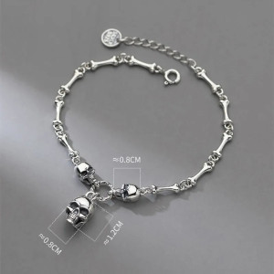 Dimensions du Bracelet Tête de Mort Crânes et Ossements en Argent Sterling 925 véritable