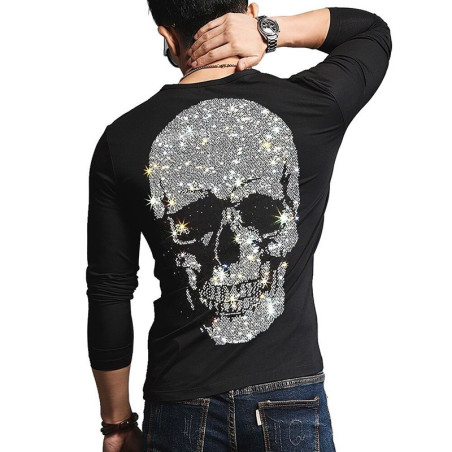 Tshirt motif Tête de mort Magnifique Grand Crâne impression dos noir