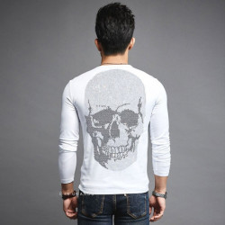Tshirt motif Tête de mort Magnifique Grand Crâne impression dos blanc