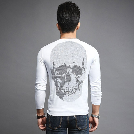 Tshirt motif Tête de mort Magnifique Grand Crâne impression dos blanc