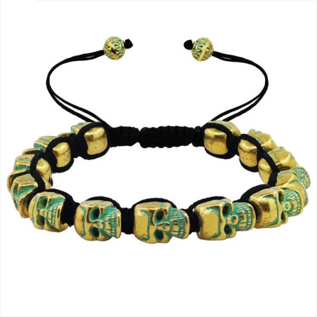 Bracelet Tête de Mort Crânes tissés - 2 couleurs au choix - couleur jaune et vert