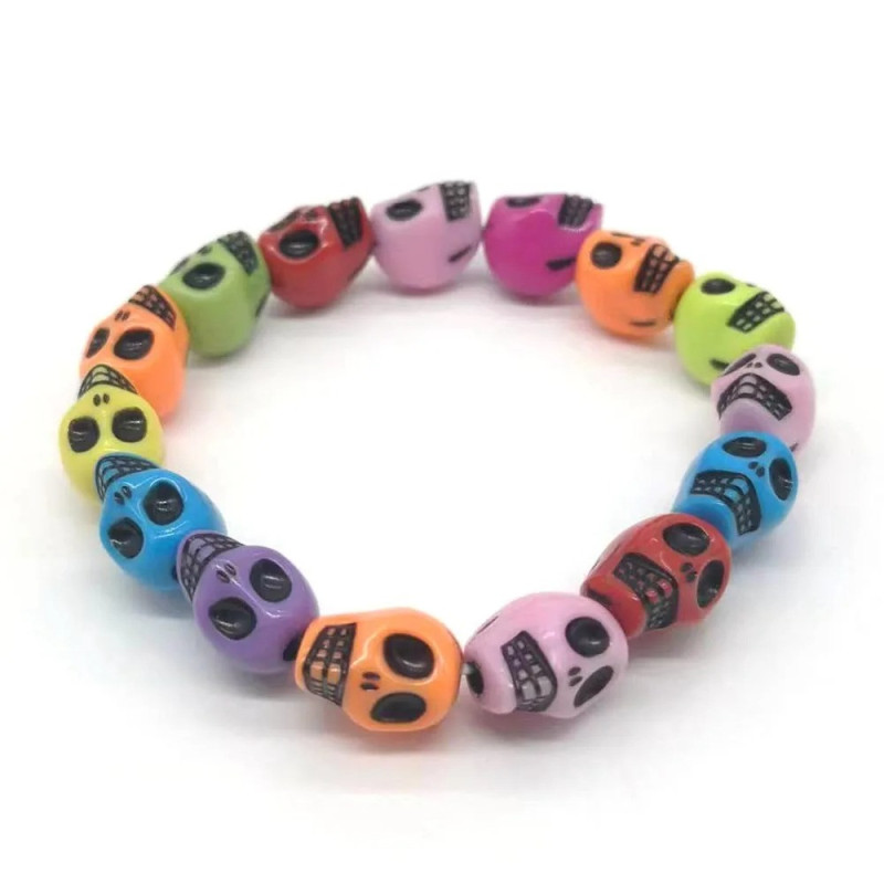 Bracelet Tête de Mort Crânes Multiples modèle multicolore